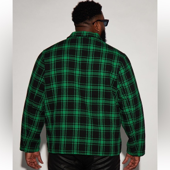 NWT Green Plaid Fitch Tweed Blazer Shacket from Fashion Nova men’s size 3XL - Picture 10 of 11